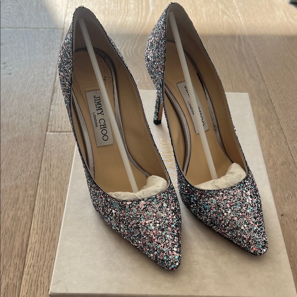Jimmy Choo Glitter Heels - Silver and Pink
